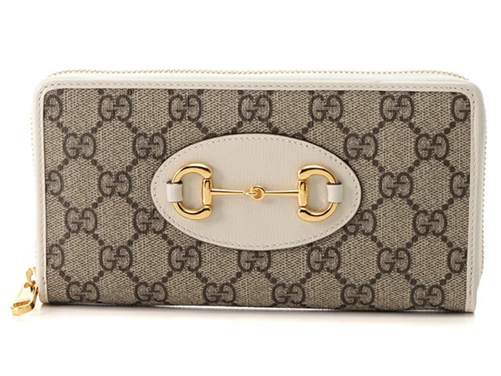 Gucci Horsebit Zip Around Wallet Beige Cream White